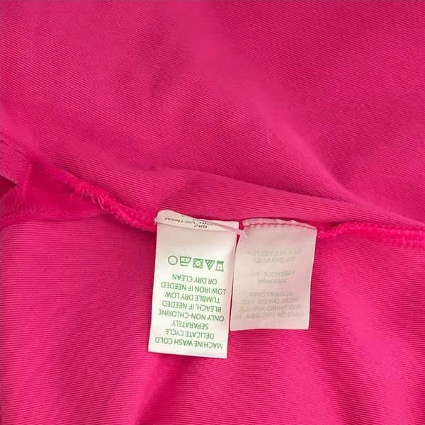 LILLY PULITZER August Velour Pullover Pink Palms Solid Polo Collar Bright Small - Image 12