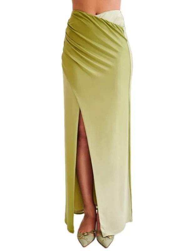 Meshki Bronwyn Slinky Maxi Skirt Gradient Ombre Green Womens Size XS‎ - Image 2