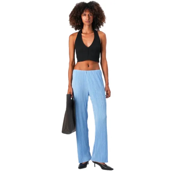 NWT XS Calvin Klein Women’s Plisse Pull On Pants Trousers Moderate Blue Pleated - Image 2