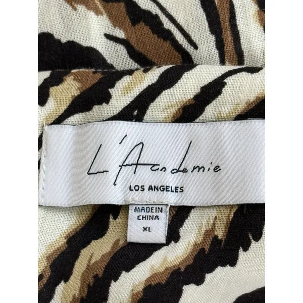 L'Academie Los Angeles Linen Pant Size XL Tiger Print‎ Brown White Revolve - Image 2