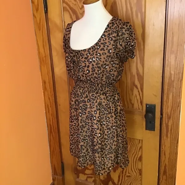 Evolutionary Apparel Leopard Print Dress | Short Sleeve Animal Print Mini - Image 8