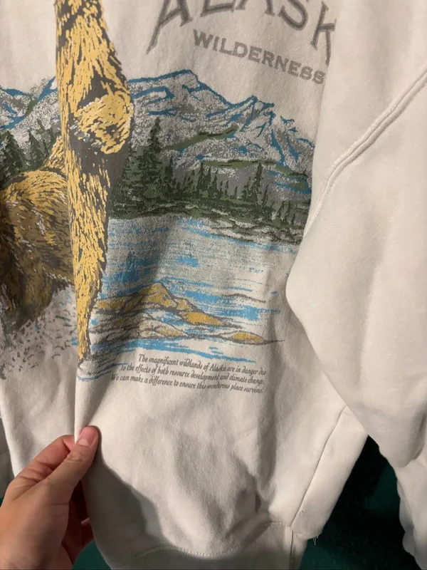 Abercrombie and Fitch Alaska Graphic Bear Crewneck Sz Large - Image 2