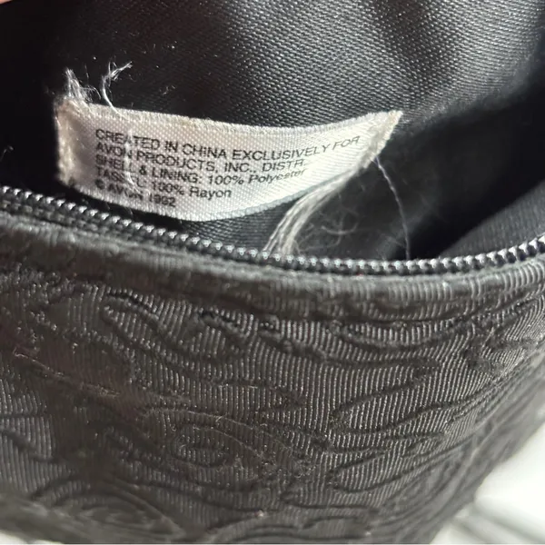 Vintage‎ Avon Black Tassle Jacquard Evening Bag Crossbody Mini Purse Black Tie - Image 4