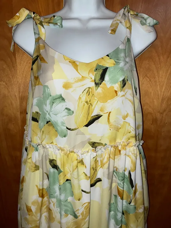 Hayden Yellow Floral Tie-Shoulder Maxi Dress -Size M - Image 2