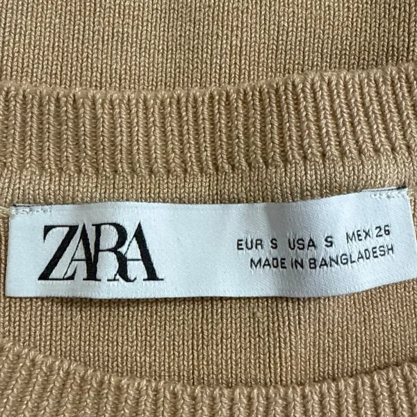 Zara Women's Tan Ribbed Knit Sleeveless Crop Vest Tank Sweater Top Size S - Image 3