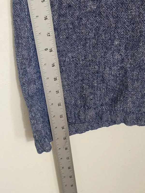 Old Navy Blue Linen Blend High Rise Cropped Wide Leg Pants Size Medium - Image 7