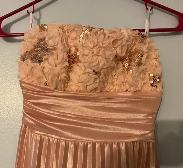 Blush Pink Floral Maxi Gown Dress Prom - Image 3