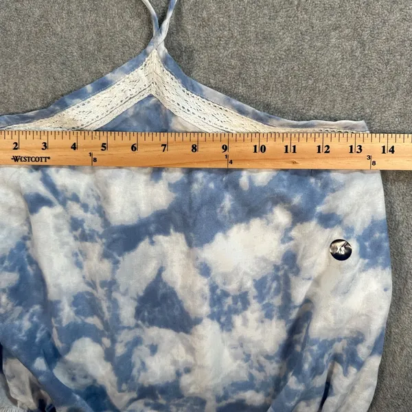 Hollister Halter Top Size X-Small Blue Sky Elastic Crop Waist Crochet Trim New - Image 4