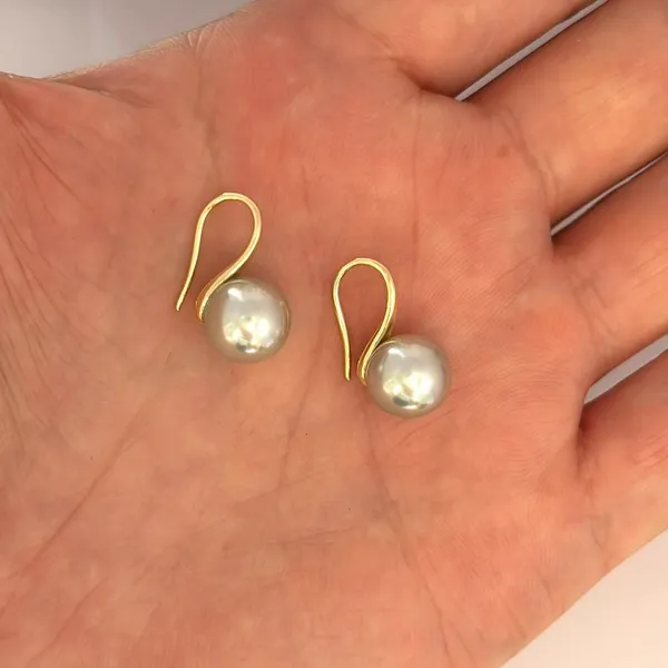 10mm Gray Pearl Dangle Drop Earrings for Women - Image 3