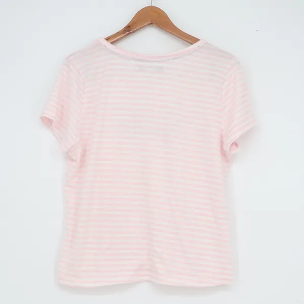 Dearfoams Womens XL Pajama Set Pink White Striped Smile Graphic Tee and Shorts - Image 4