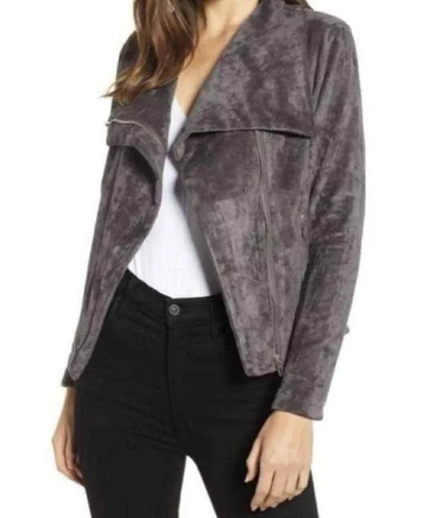 BlankNYC Faux Suede Zip Up Moto Jacket Size Medium - Image 2