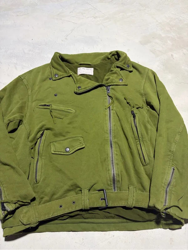 Free people we the free rebel knit oversized Green Women's Moto Jacket large - Image 3