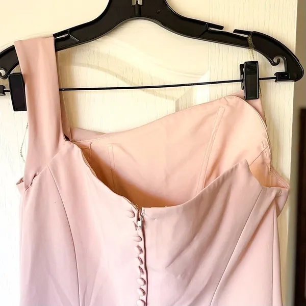 Alexander By Daymor One-Shoulder Maxi Gown Formal Wedding‎ Blush Size 6 NWT - Image 7