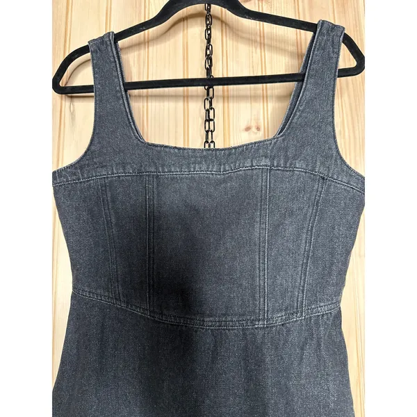 NWT Lulus So Delighted Washed Black Denim Corset Seam Mini Dress LBD Party Sz S - Image 5