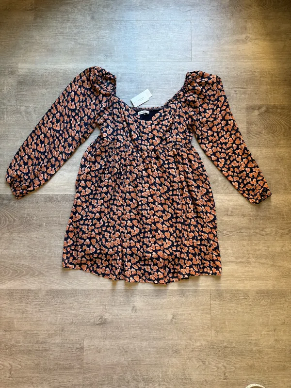 (NWT) Abercrombie & Fitch Floral Babydoll Long Sleeves Short Dress Size L - Image 3