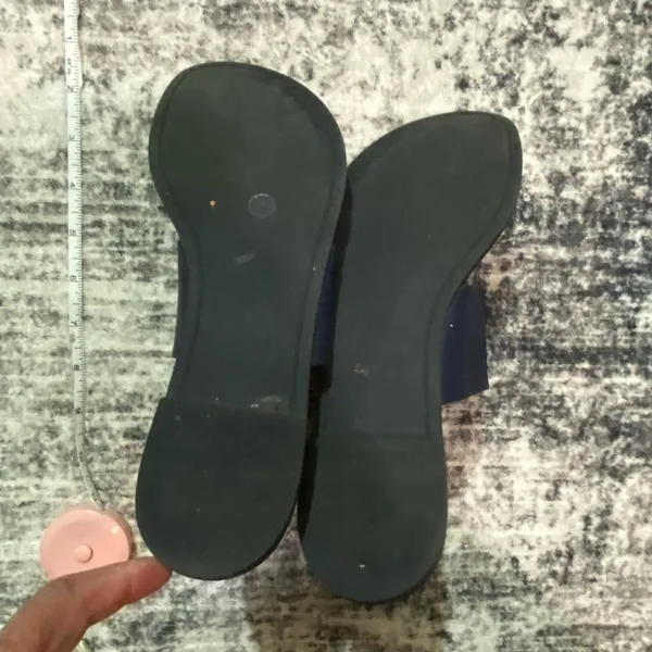 Tory Burch Benton Band Flat Sandals Calf Leather Royal Navy Size 9.5M - Image 7