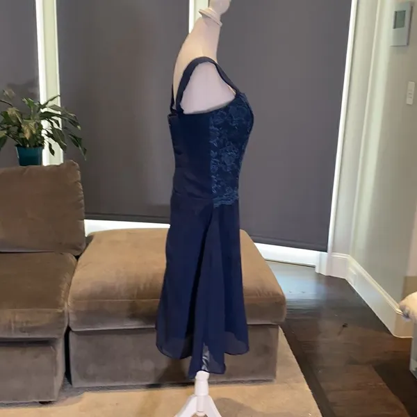 Women’s Navy Tea Length Formal Wedding Dress with Matching Jacket Size 12 NWOT - Image 6