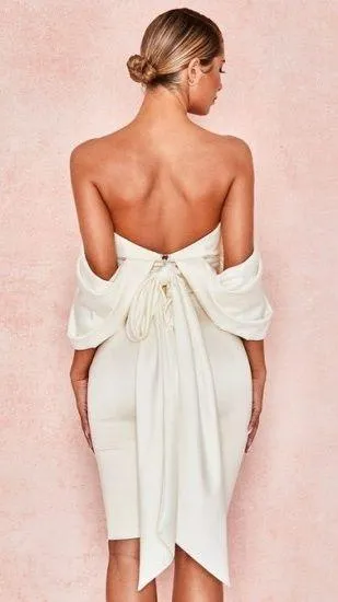 House Of CB NWT AISHA IVORY SATIN STRAPLESS DRESS - Image 6
