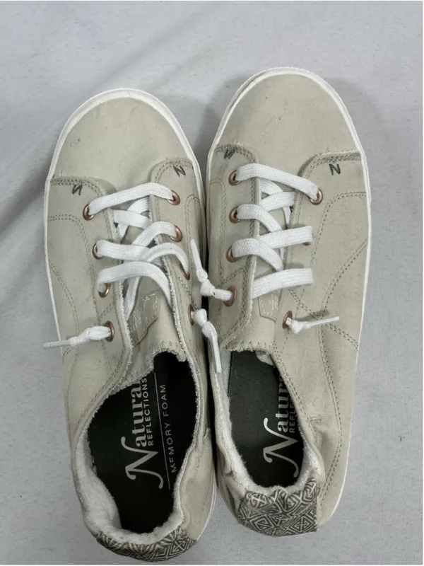Womans Natural Reflections Memory Foam Lace Up Casual Sneakers 8M Tan - Image 4