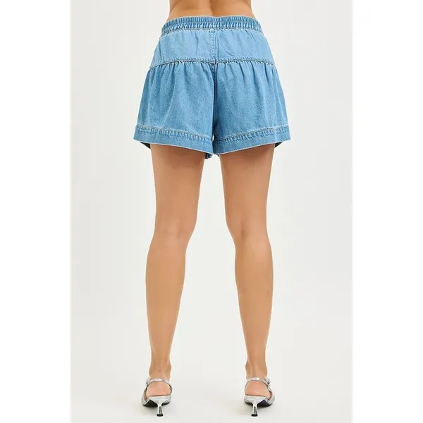 RISEN Elastic Band‎ Slouchy Shorts With Shirred Detail - Medium - Image 4