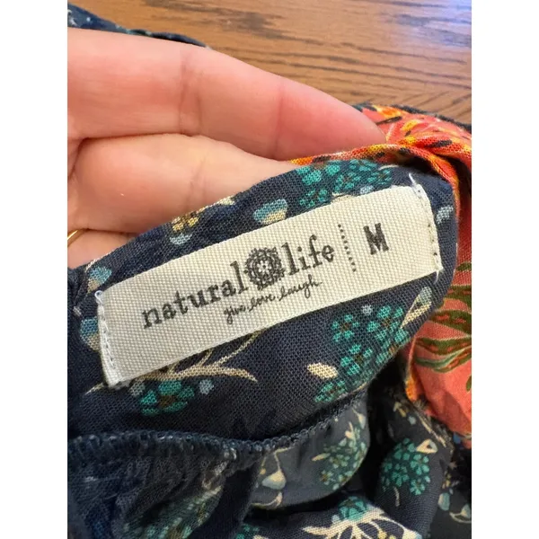 Natural Life Teal Floral Halter Neck Tiered Mini Dress Blue Green Coral Medium - Image 6