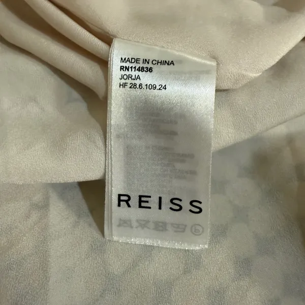 Reiss Jorja Skirt Womens 0 Black Cream Geometric Pleated Buckle Midi Lined‎ - Image 7