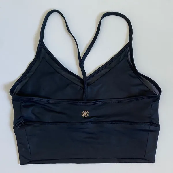 Gaiam Womens Black‎ Longline Mesh V-Neck T-Back Sports Bra WD0018EM Size Small - Image 2