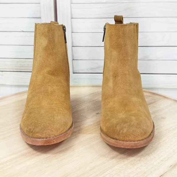 Frye Alton Suede‎ Chelsea Ankle Boots Bootie Block Heel Tan Womens Size 7.5 - Image 2