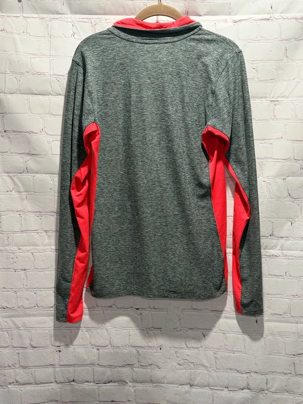New Balance Gray‎ & Coral 1/4 Zip lightweight Performance Athletic Top Woman’s M - Image 3