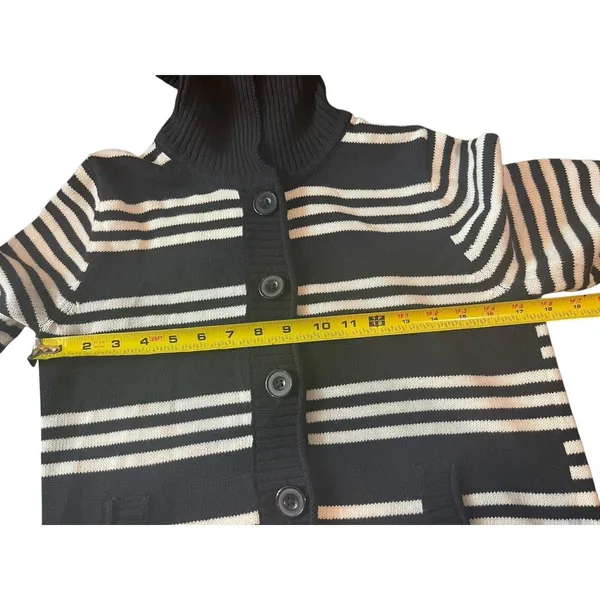 Jones New York Sport Black And White Knit Cardigan Front Pocket Sweater S - Image 11