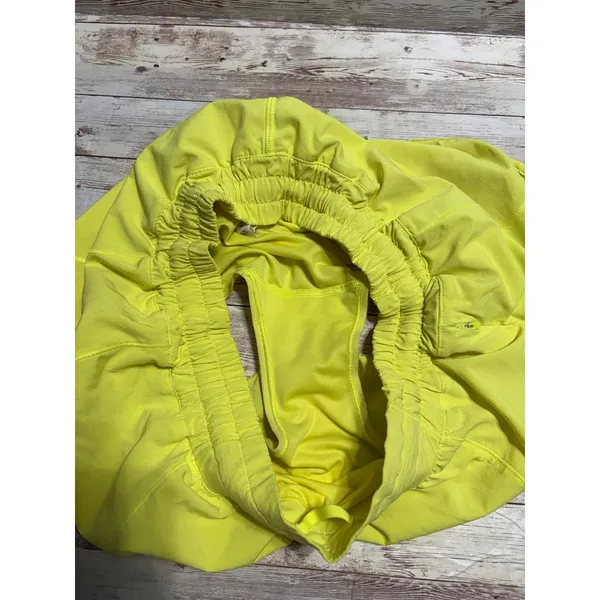 Lululemon Hotty Hot Running Shorts SZ 10 Highlighter Yellow Low Rise 2.5" Lined - Image 4