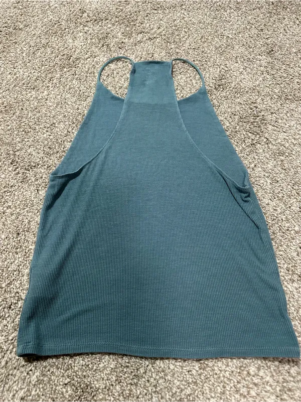 American Eagle Outfitters Teal Ribbed Racerback Tank - Image 3