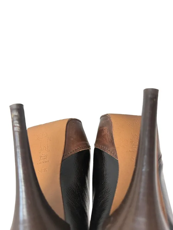 Marni Black Brown Two Tone Leather Closed Toe Platform Heels Pumps Size 8 Womens - Image 14