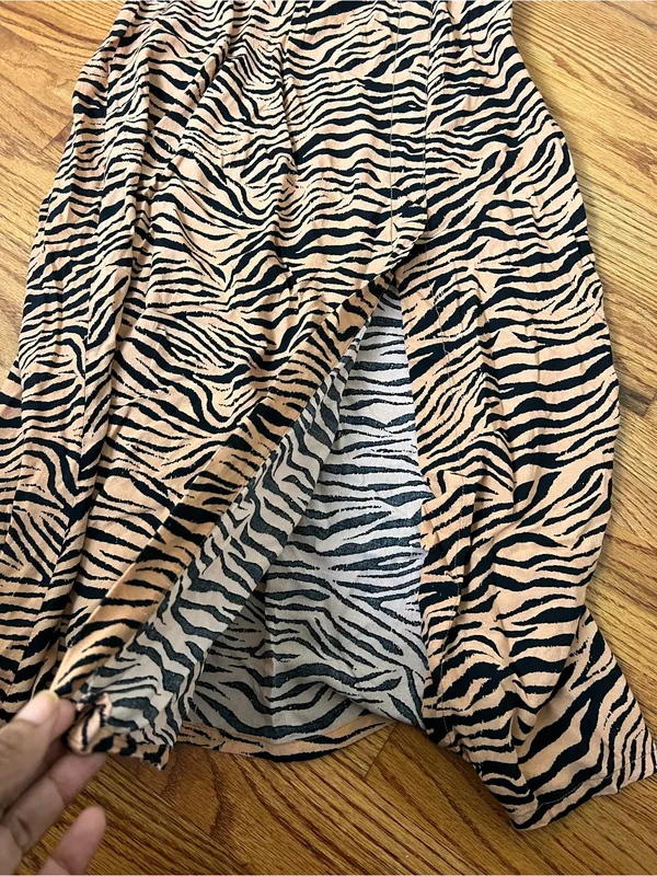 Tan and Black Zebra Print Midi Skirt - Image 3