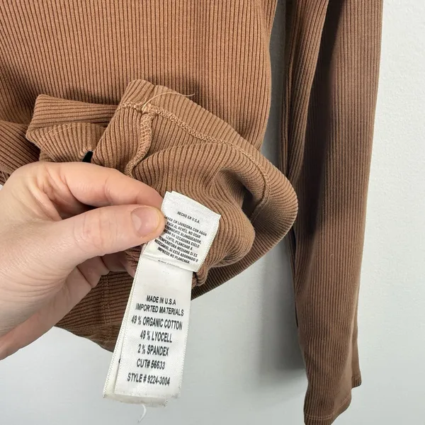 Citizens‎ of Humanity Marisol Square Neck Tee French Toast Brown Womens Large - Image 7