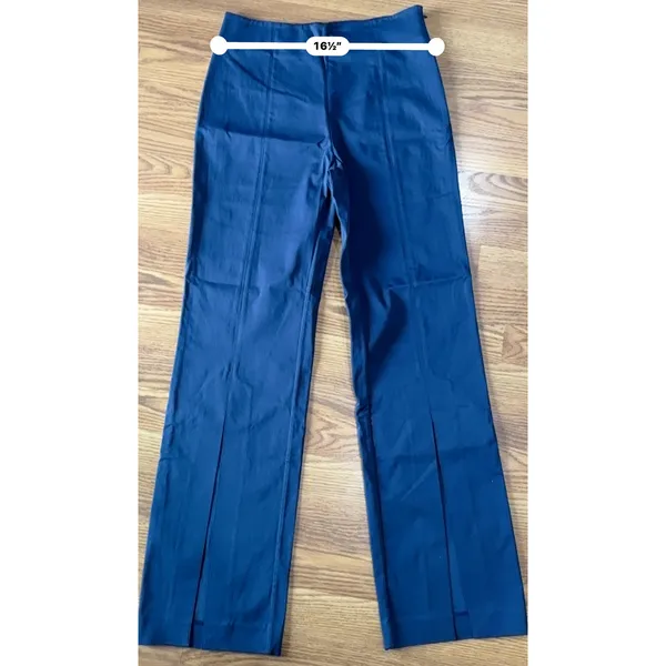 Jonathan Simkhai Midnight Black Front Slit Tailored Pants Small 6 Blue - Image 6