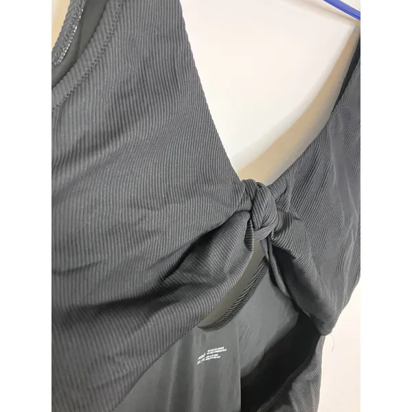 Aerie One Piece Swimsuit Women XXL Black Excellent Ribbed Cutout Knot Detail - Image 3
