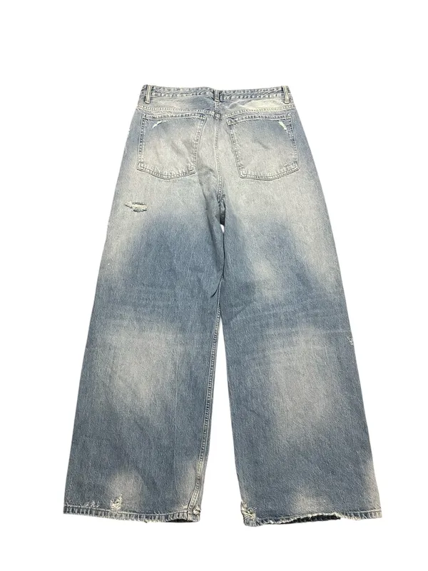 Zara Light Blue Distressed Wide-Leg Jeans - Image 8
