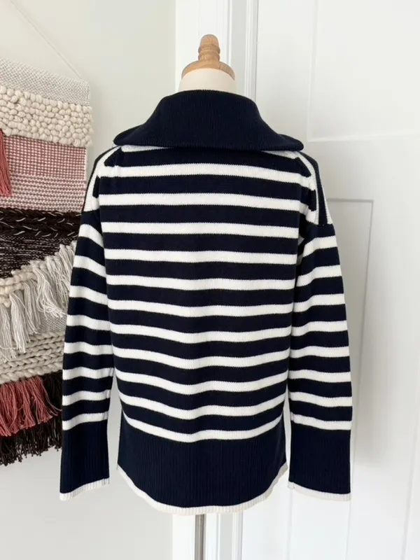 Aritzia Babaton Overseas Striped Sweater Blue White Sz XXS - Image 7