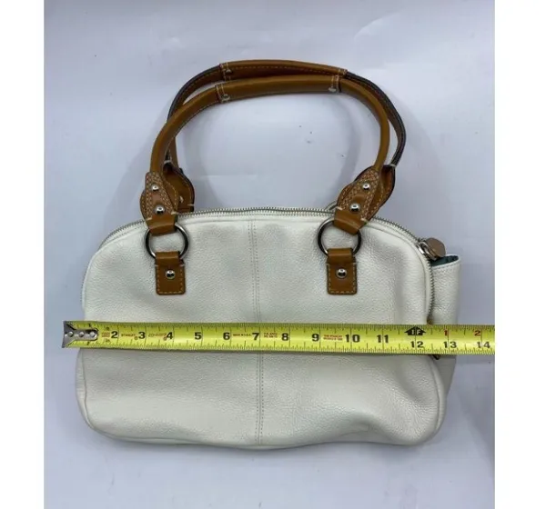 Coach Leather Medium Size White Brown Shoulder Bag - Image 7
