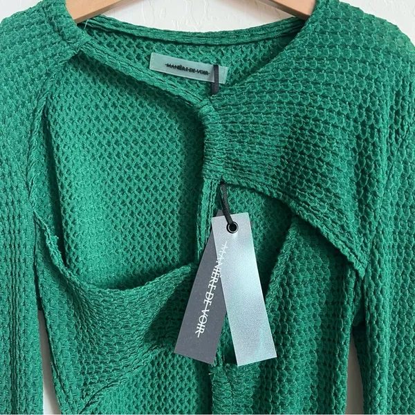Maniere De Voir Textured Cut Out Bodysuit Green - Image 9