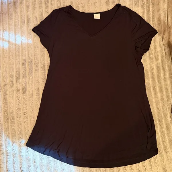 Soma Cool Nights V-Neck Sleep Tee Black Short Sleeve Pajama Top Large - Image 2