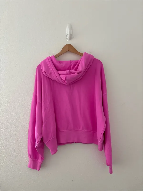 Gap VintageSoft Terry Zip Hoodie in neon pink glow new nwt - Image 3