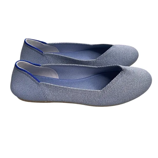 Rothy's The Flat Pointed Toe Knit Ballet Flats Womens Blue Slip-On Size 8 - Image 4