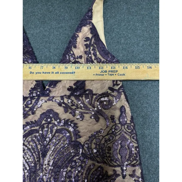 Free People Night Shimmer Sequin Mini Dress Purple Lace Nude Slip Size 0 $108.00 - Image 10