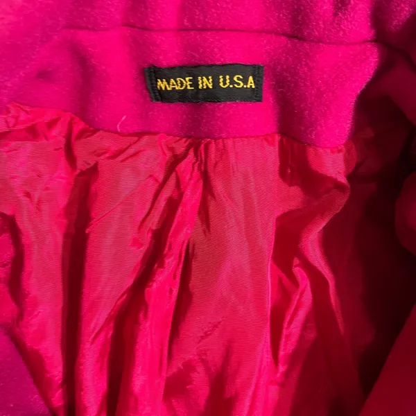 Vintage Wool Fuschia‎ Double Breasted Overcoat Made in USA Pink Heavy - Image 8