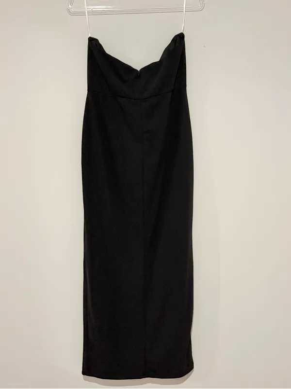 Lulus After Hours Strapless Ruffled‎ Slit Maxi Dress HL1023 Black Size XL - Image 9