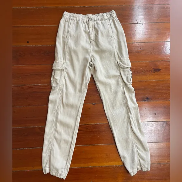Faherty Arlie Day Cargo Linen Blend Pants in Safari Khaki Tan - Sz S 💚🎀 - Image 5
