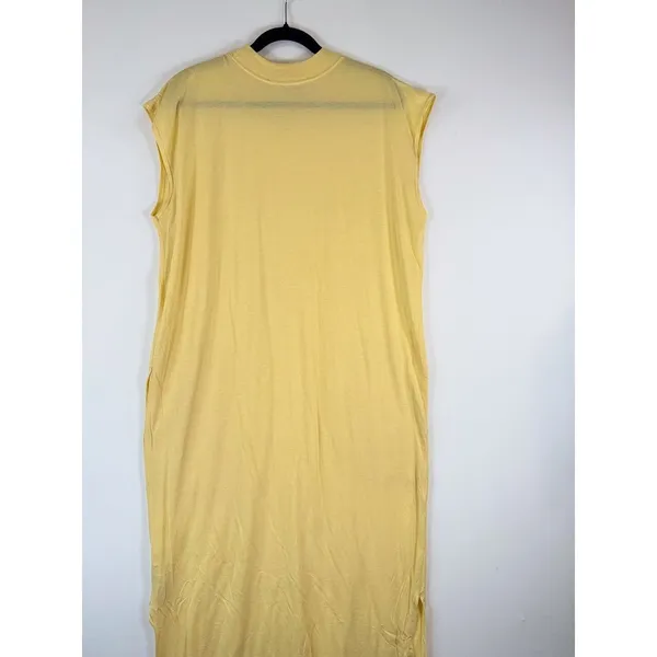 Free People FP Beach Womens Dress Yellow All Day Long Midi T Shirt Slit Medium - Image 9