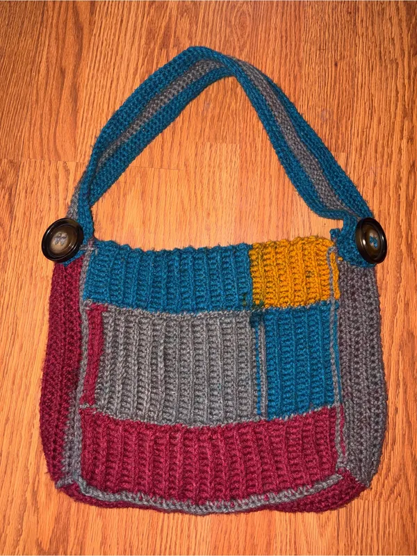 Handmade crochet bag Blue - Image 2